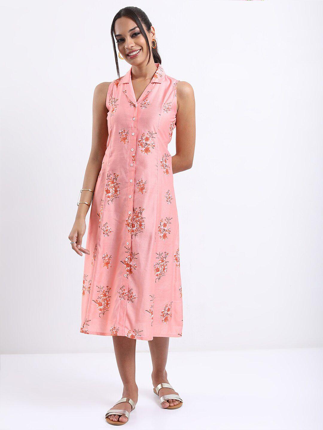 vishudh floral printed a-line midi dress