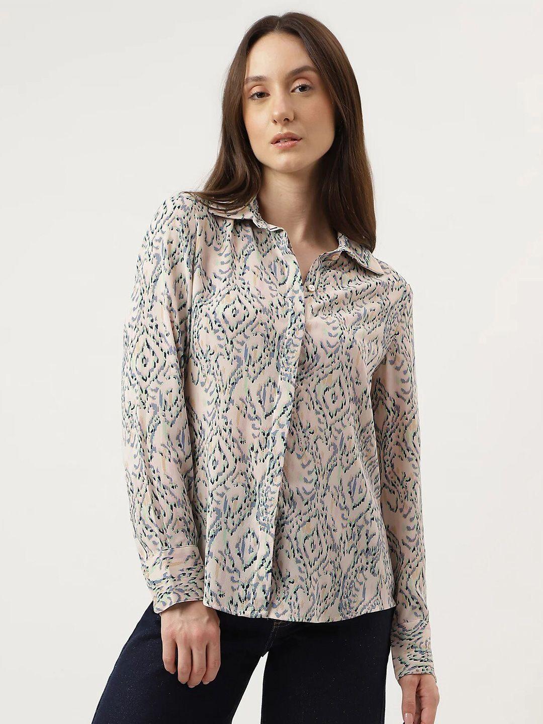 marks & spencer abstract printed spread collar casual shirt