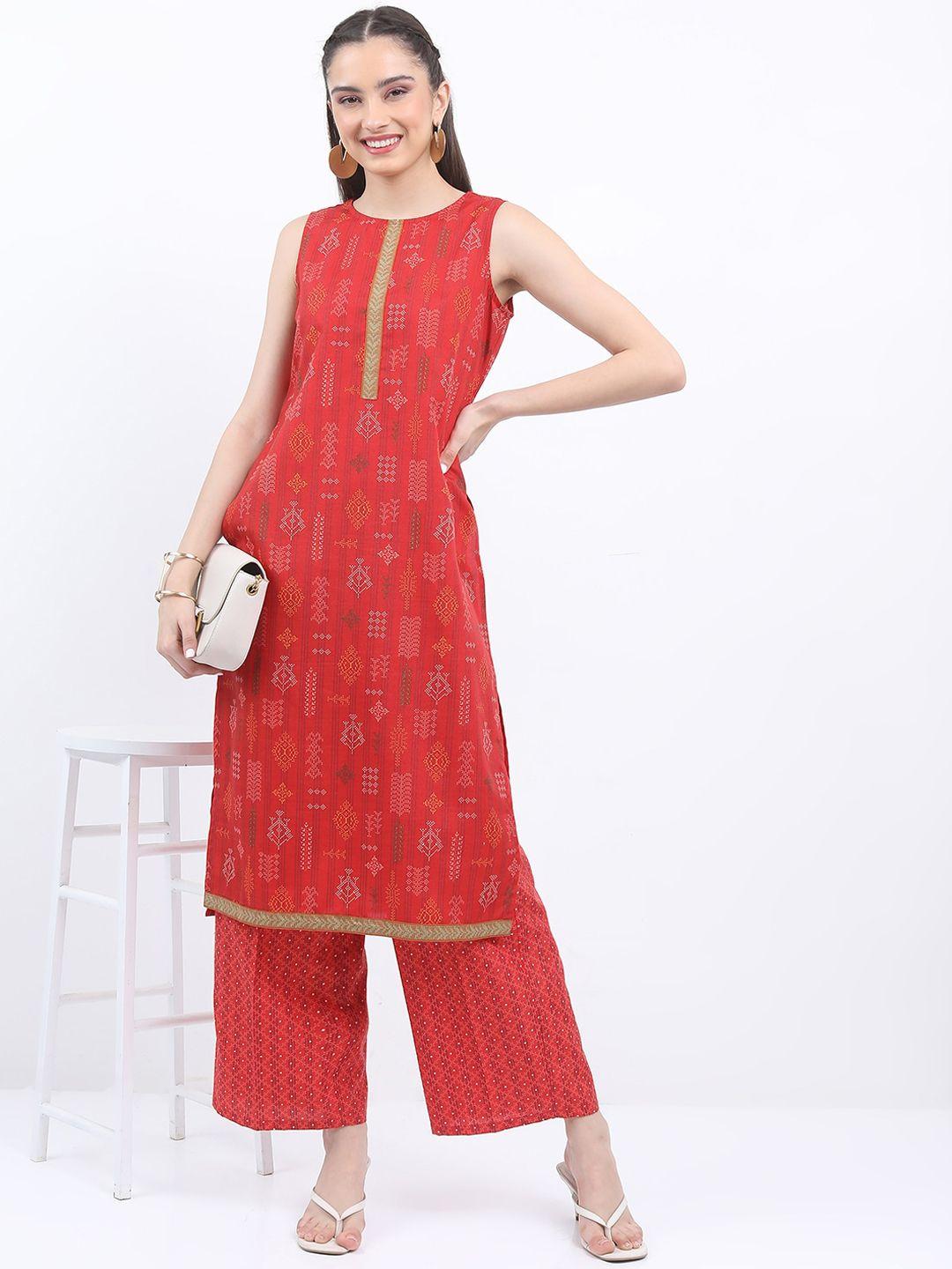 vishudh ethnic motifs printed regular kurta with palazzos