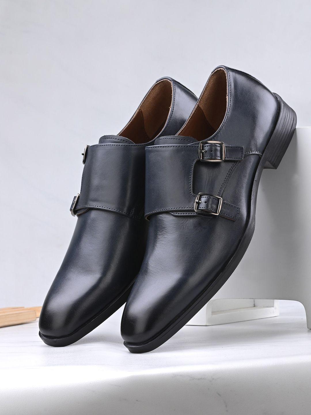 san frissco men leather square toe formal monk shoes