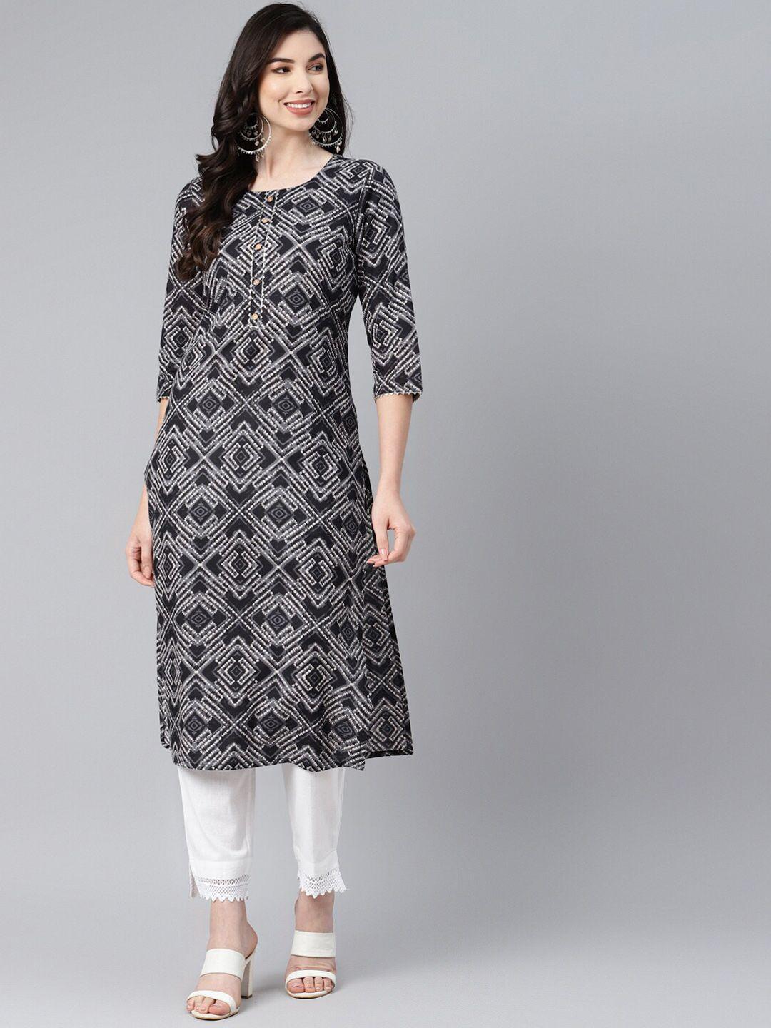 piroh bandhani printed gotta patti pure cotton kurta