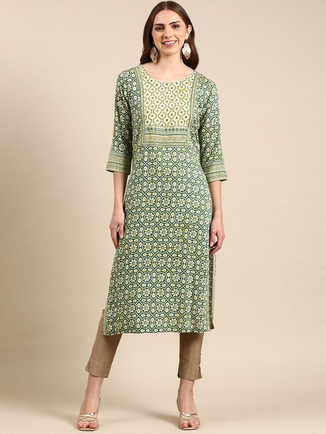 showoff bandhani printed mirror work kurta