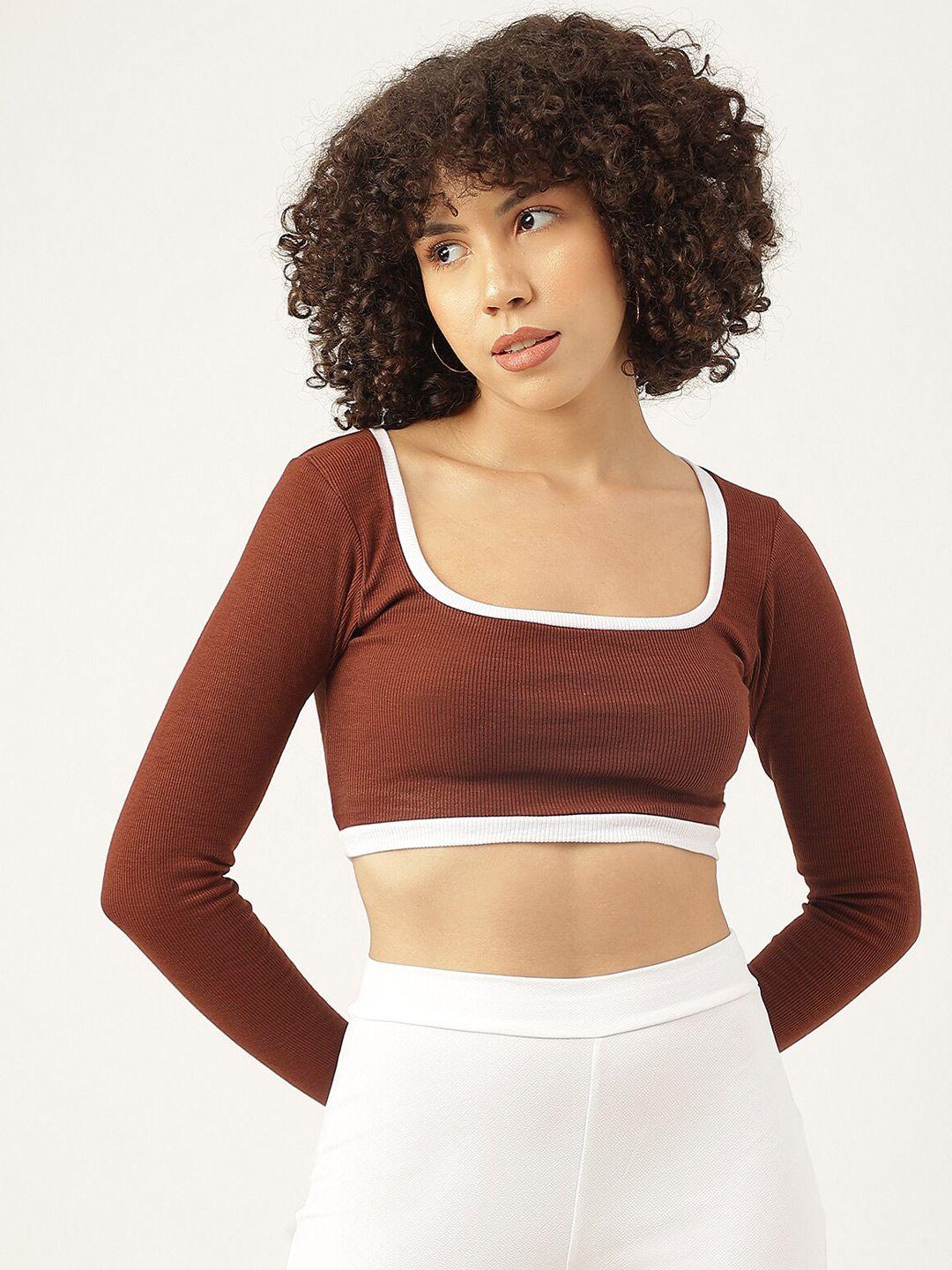 aahwan square neck long sleeves crop top