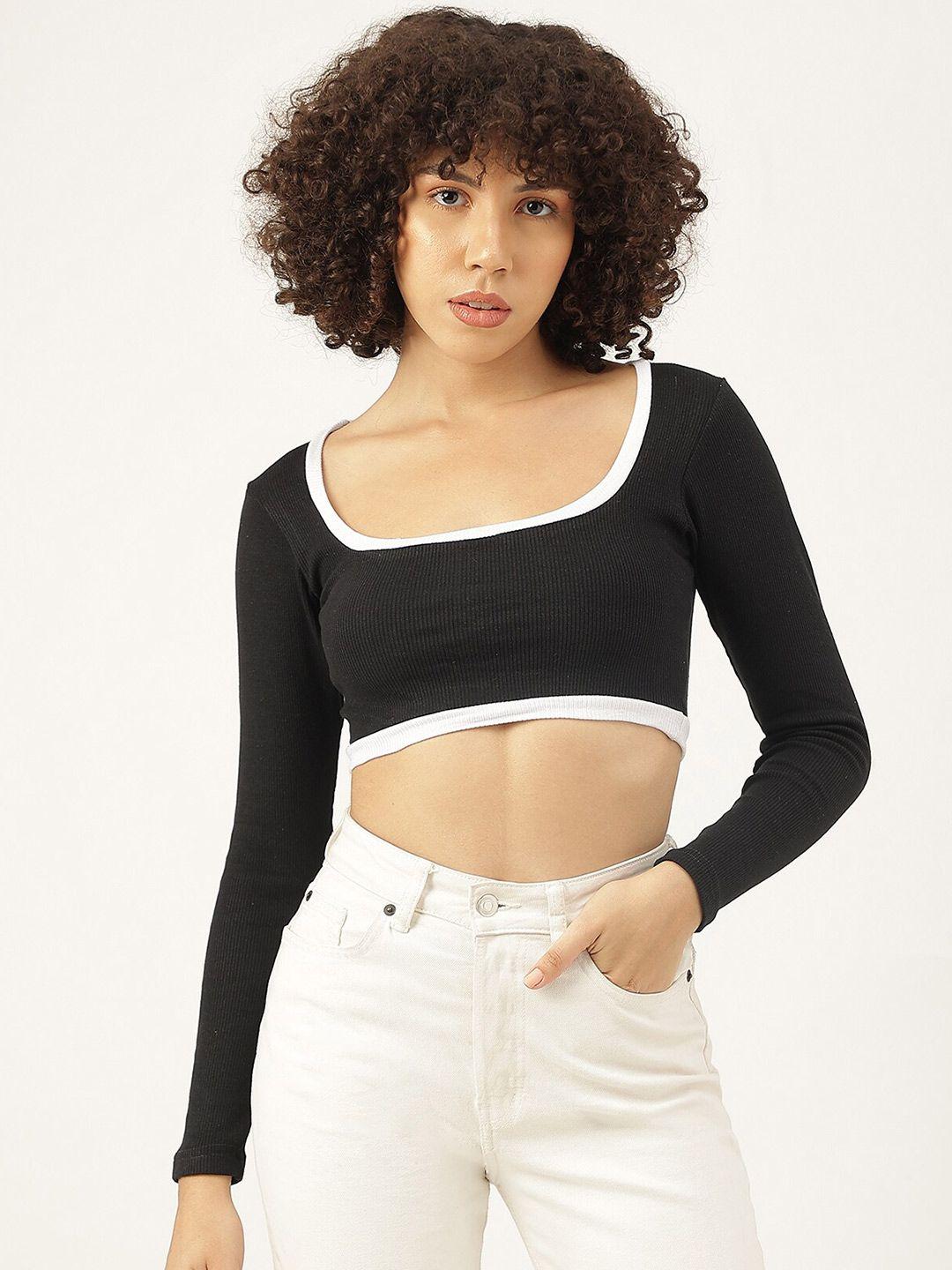 aahwan square neck long sleeves crop top