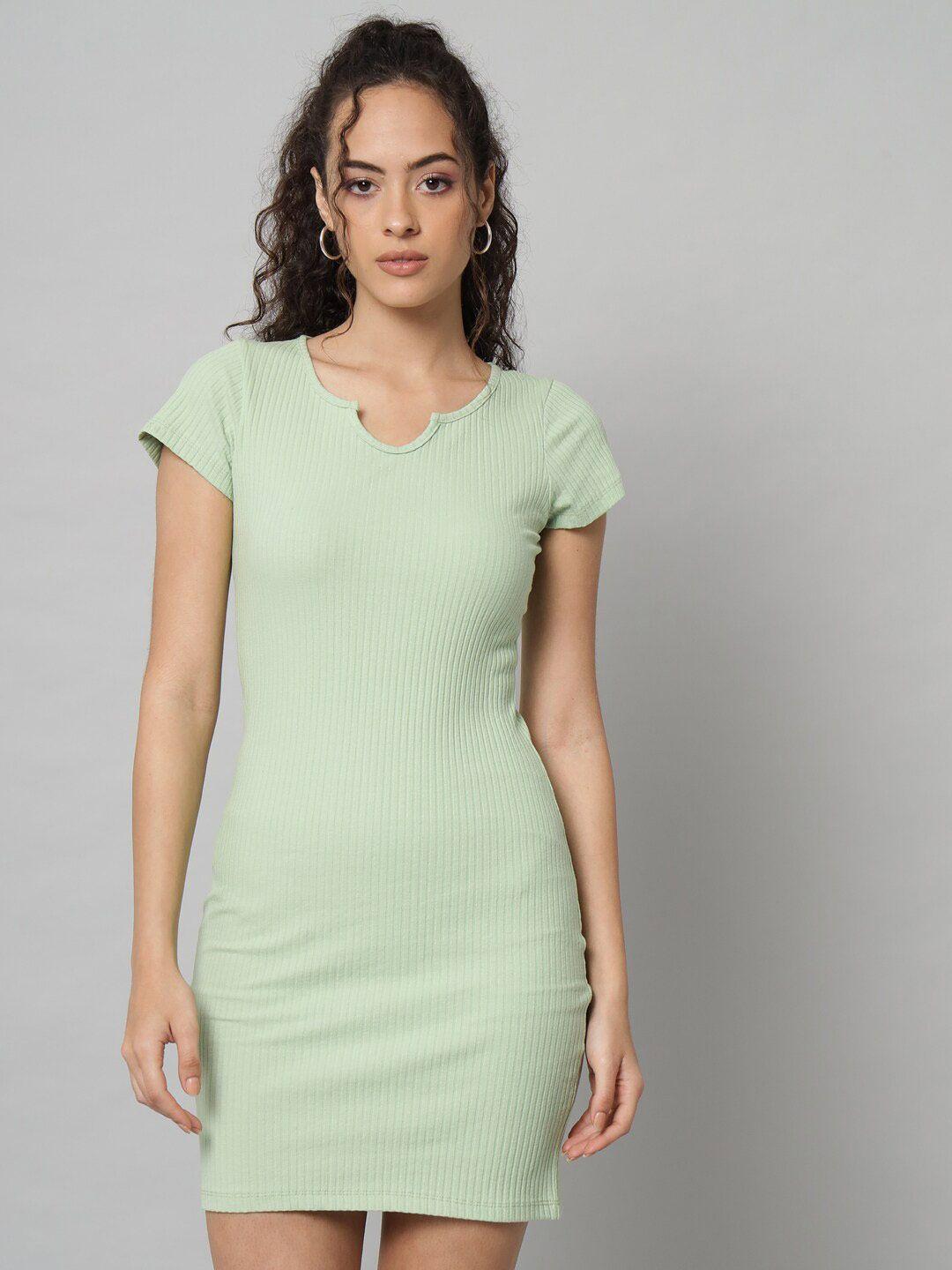 guti notched neck cotton bodycon mini dress