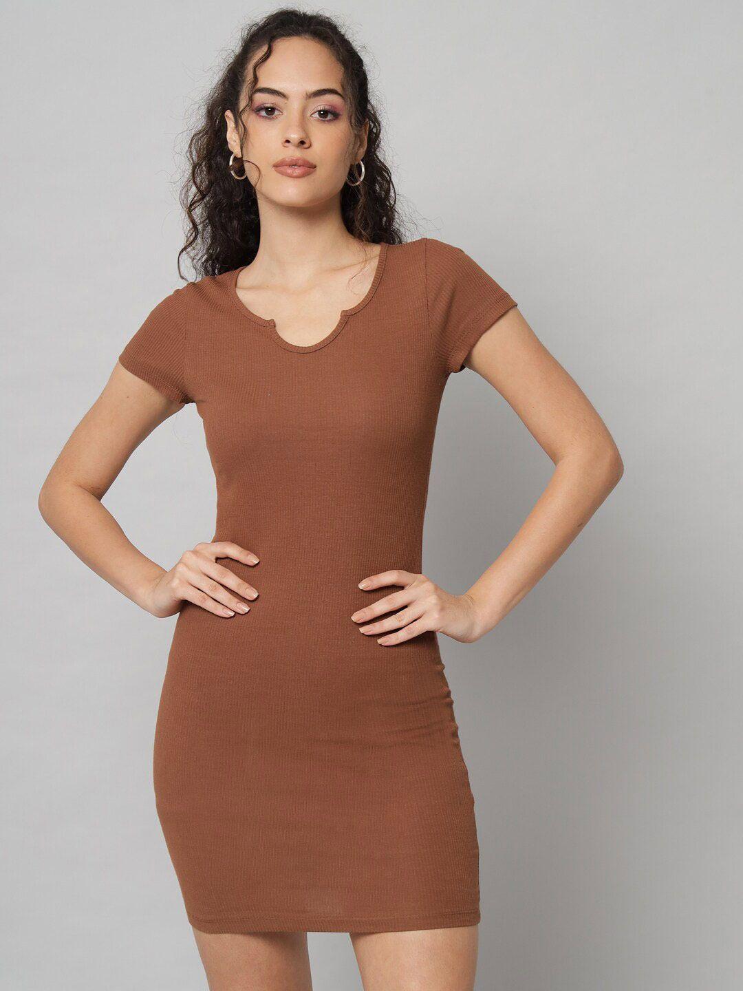 guti notched neck cotton bodycon mini dress