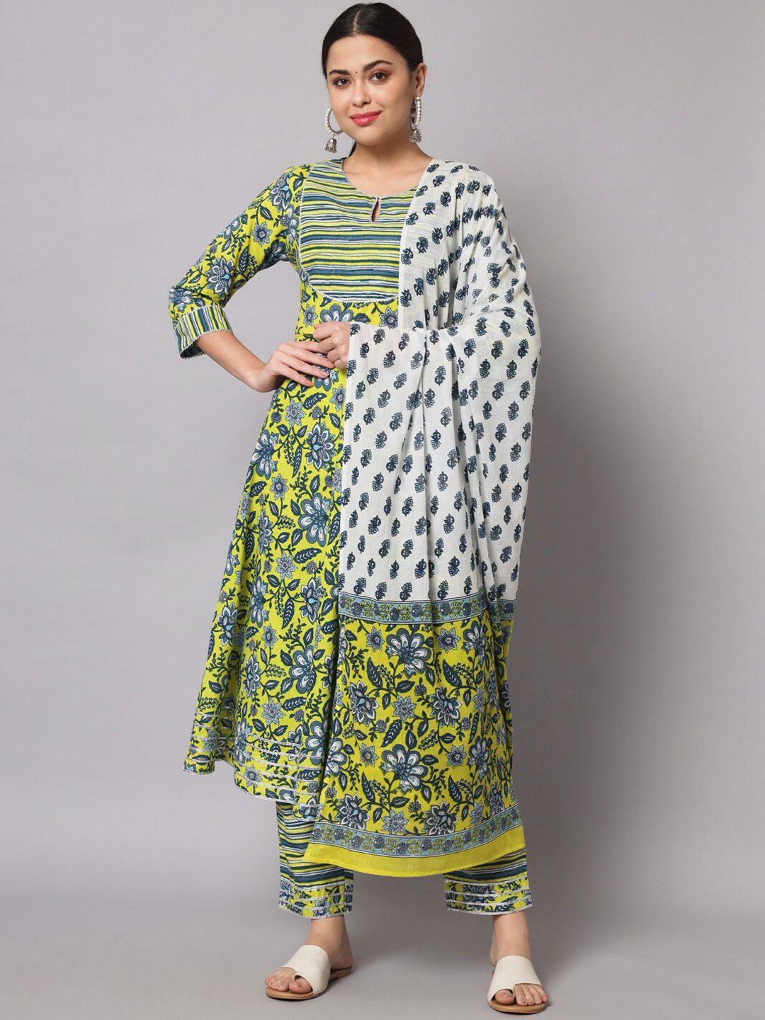 sutidora ethnic motifs printed gotta patti pure cotton kurta with trousers & dupatta