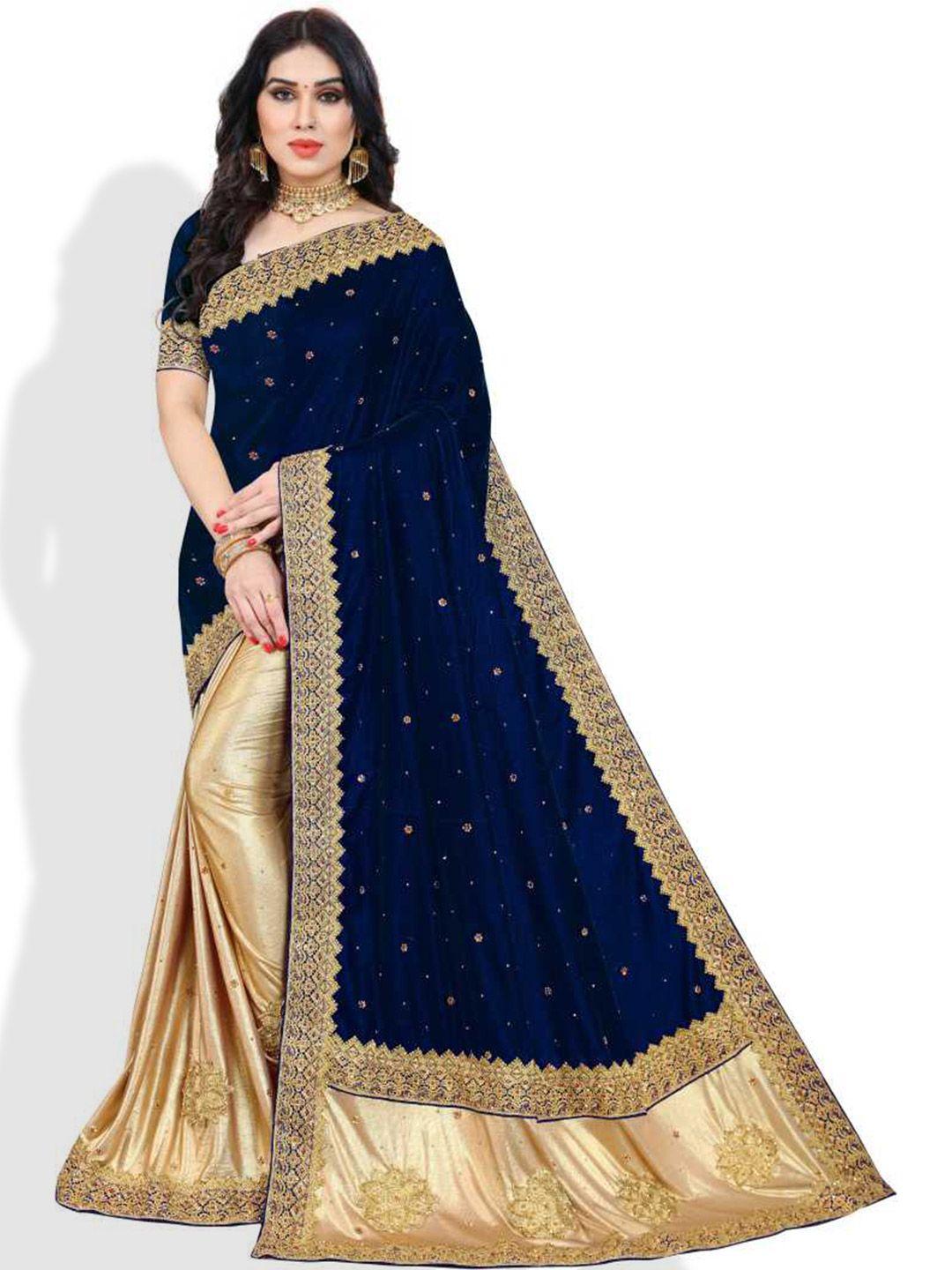 vaidehi fashion embellished embroidered velvet saree