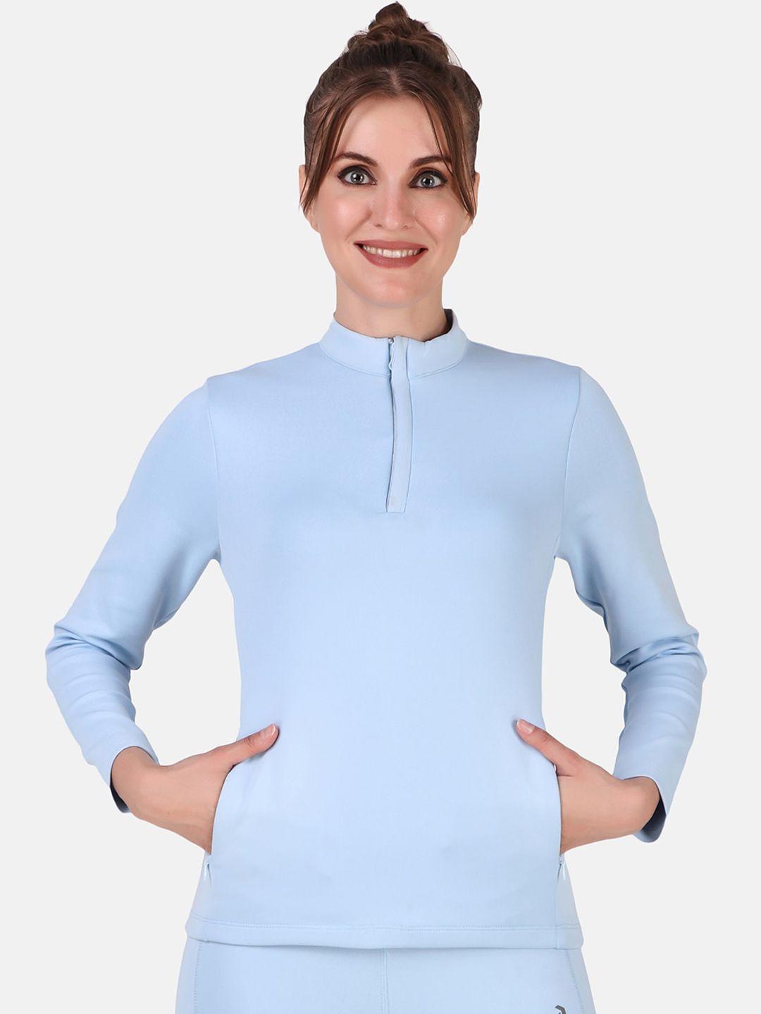 perfkt-u antimicrobial high neck long sleeve slim fit training or gymtshirt