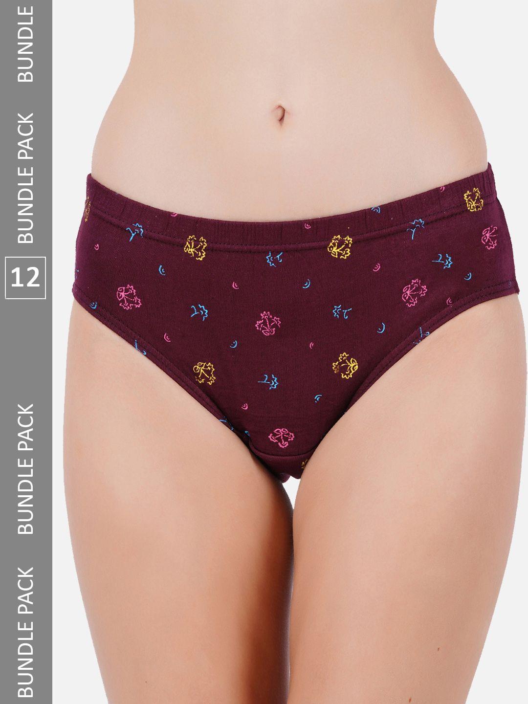 pride apparel women pack of 12 floral printed pure cotton hipster briefs