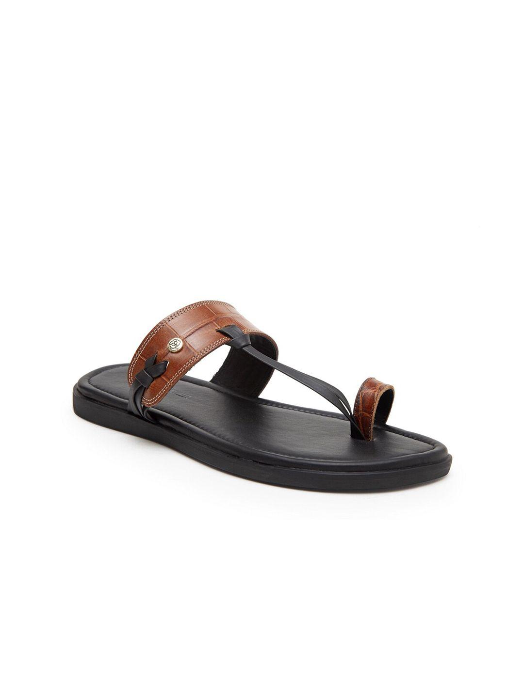 beaver men textured open one toe leather comfort sandals