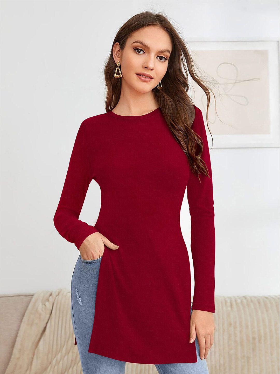 favriz round neck long sleeves longline top