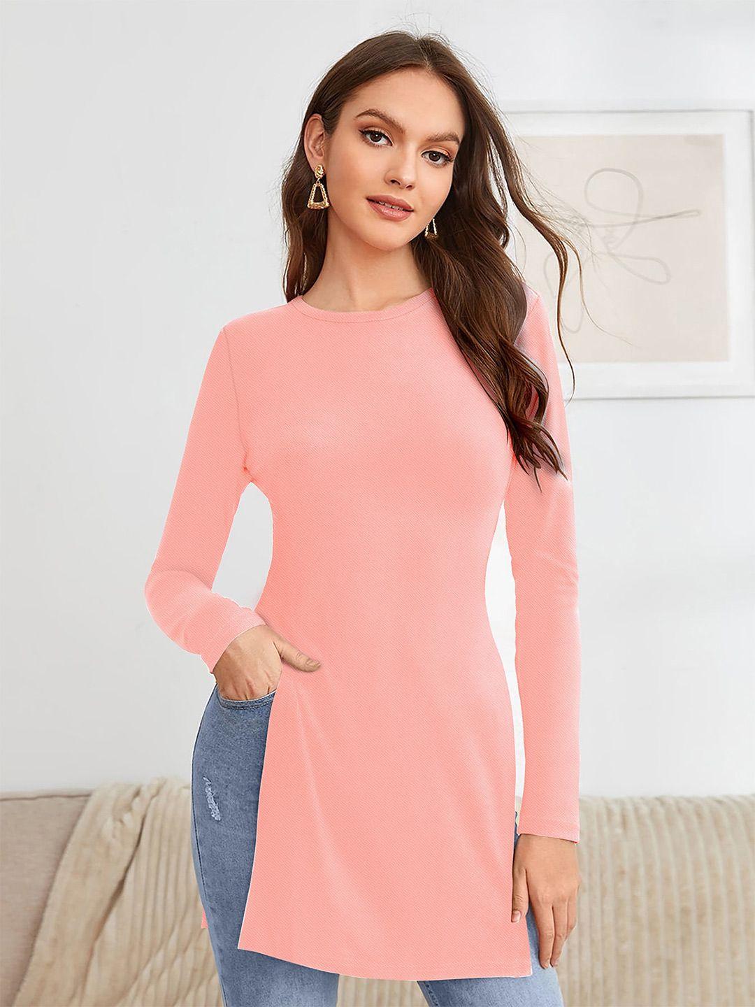 favriz round neck long sleeves longline top