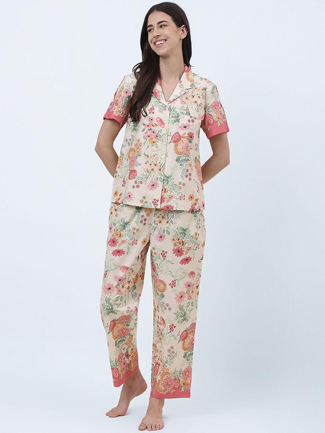 fabindia floral printed pure cotton night suit