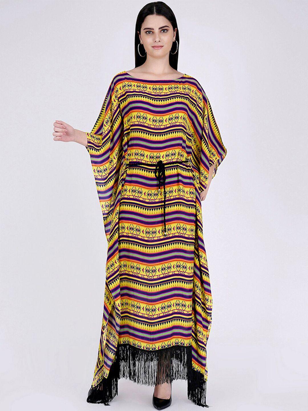 first resort by ramola bachchan print kimono sleeve crepe kaftan maxi dress