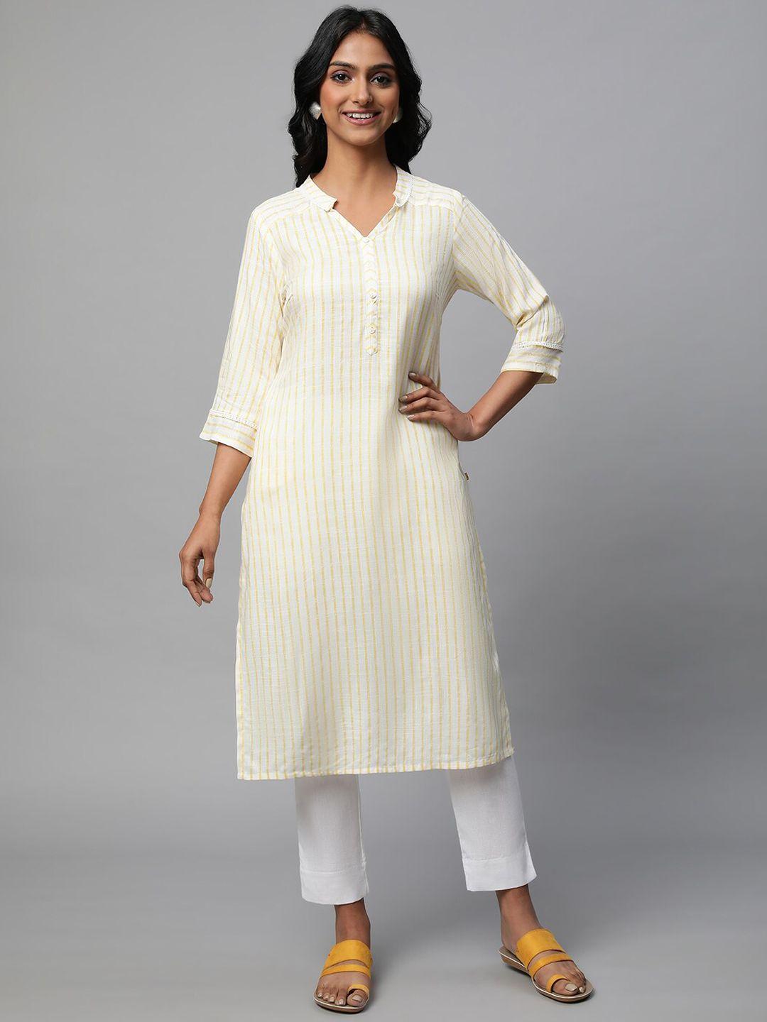 aurelia striped lace inserted kurta with trousers