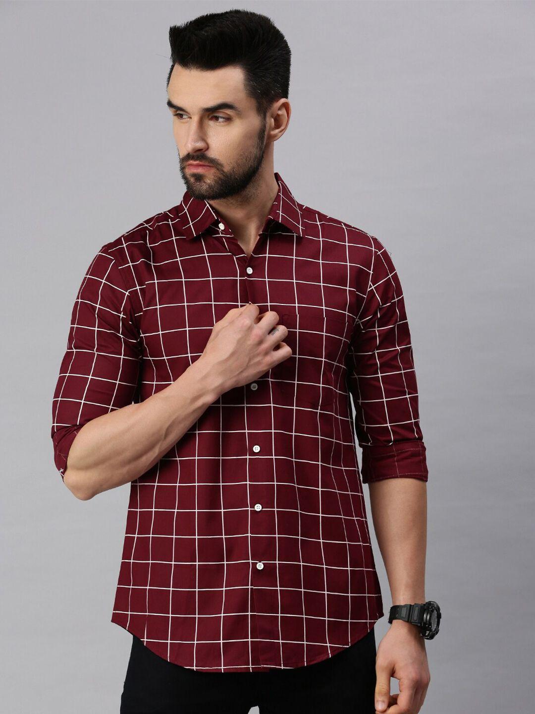 peppyzone standard windowpane checks cotton casual shirt