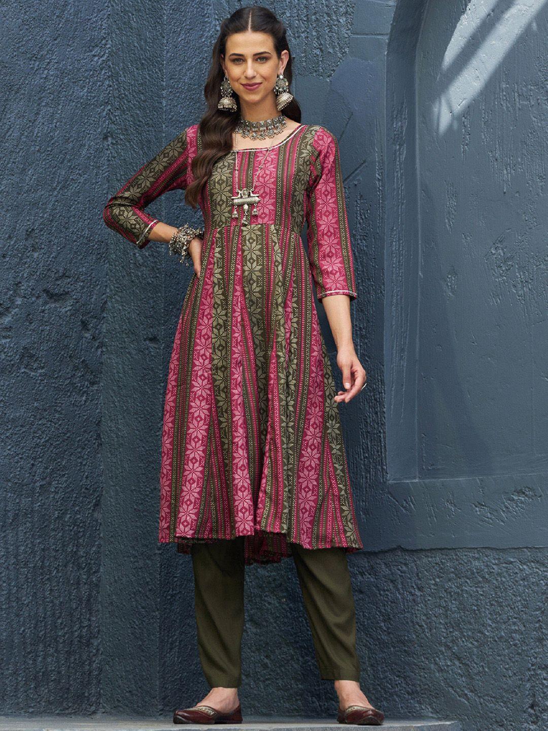 shae by sassafras ethnic motifs printed regular kurta with trousers