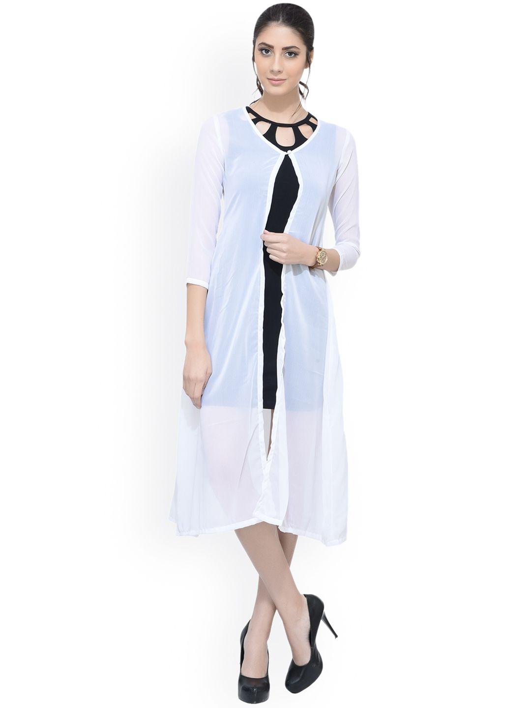 scorpius white solid open front longline shrug