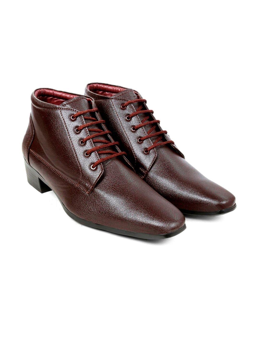 bxxy men textured mid top height increasing formal derby boots