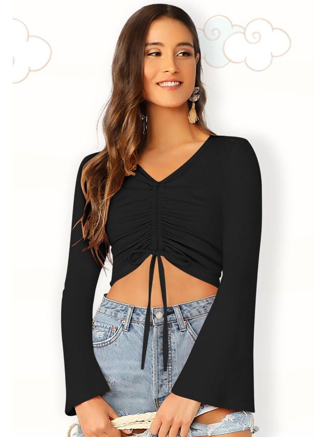 favriz flared sleeves fitted crop top