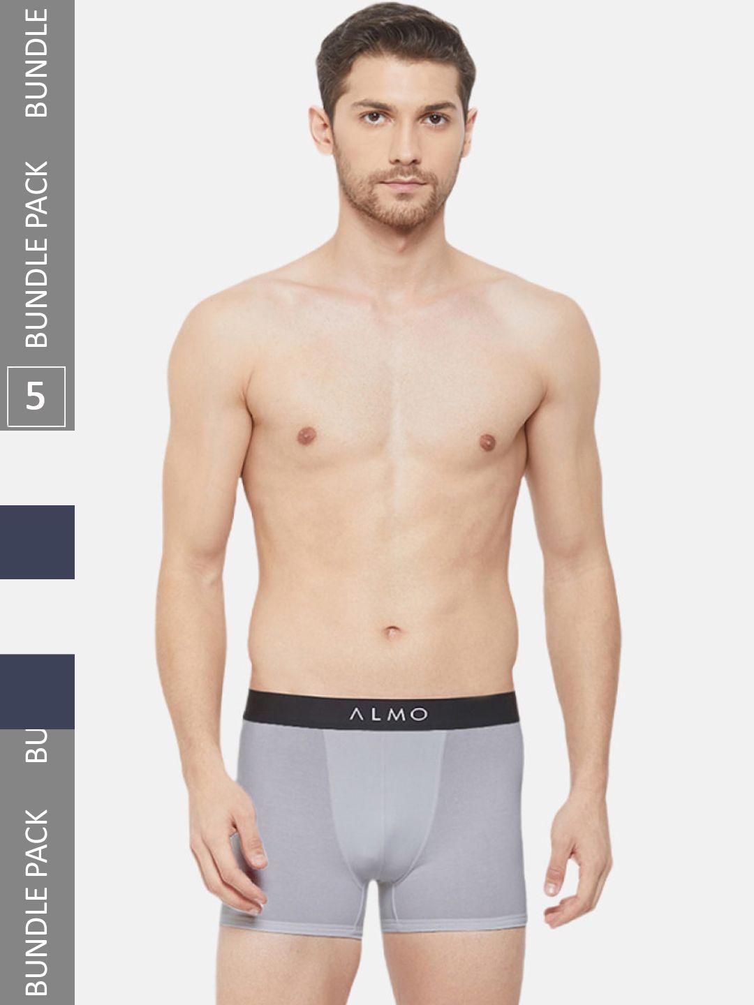 almo wear men pack of 5 cotton anti-bacterial trunks