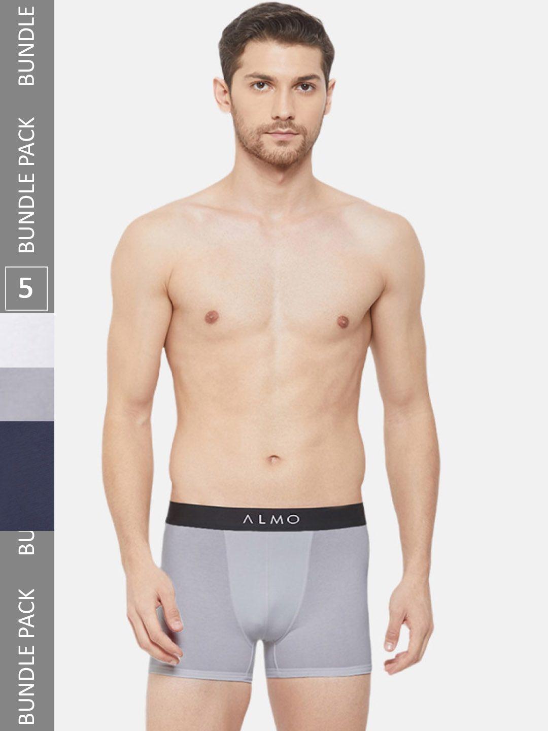 almo wear men pack of 5 4-way stretch anti-microbial finish trunks