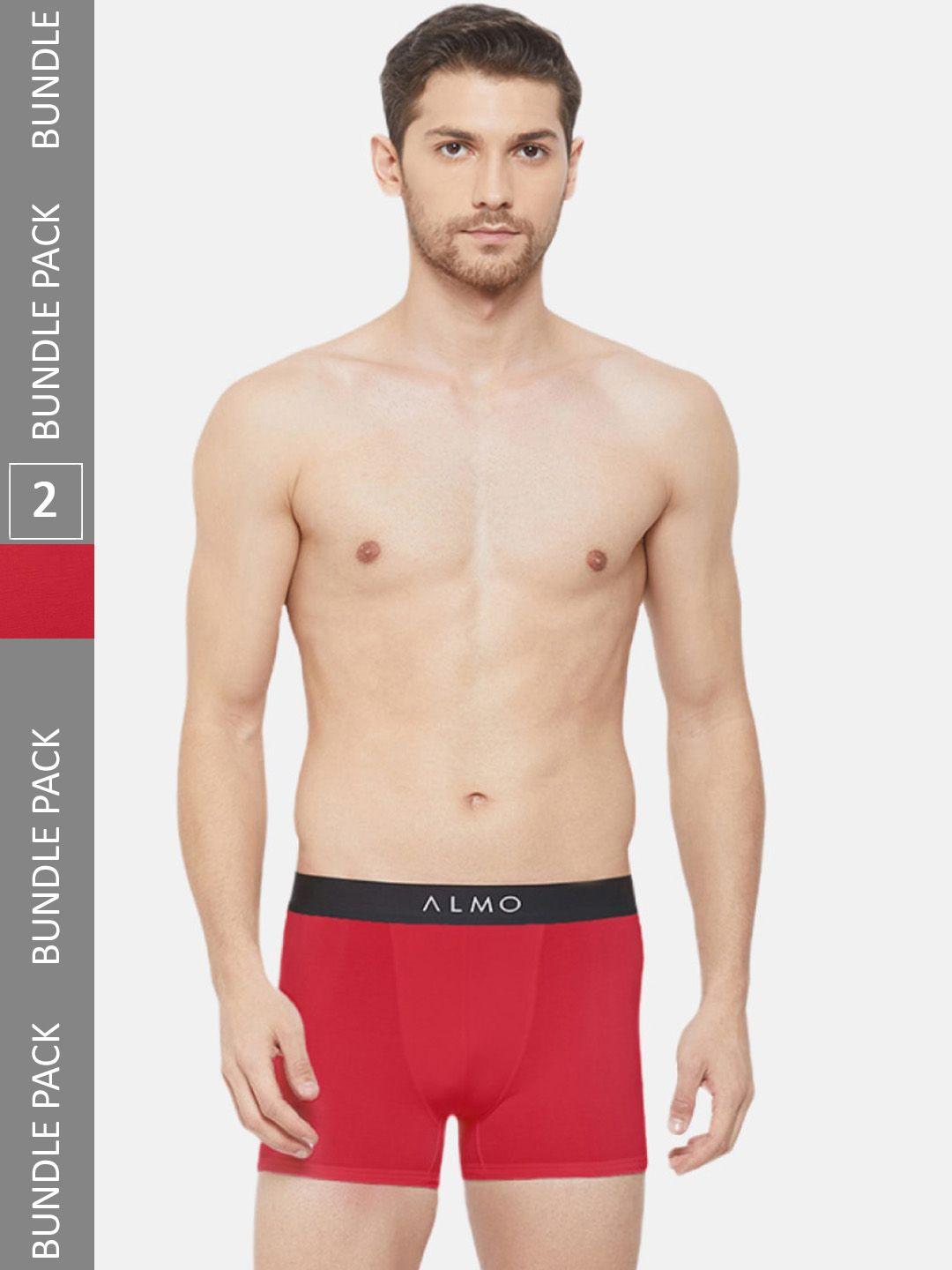 almo wear men pack of 2 4-way stretch anti-microbial finish trunks