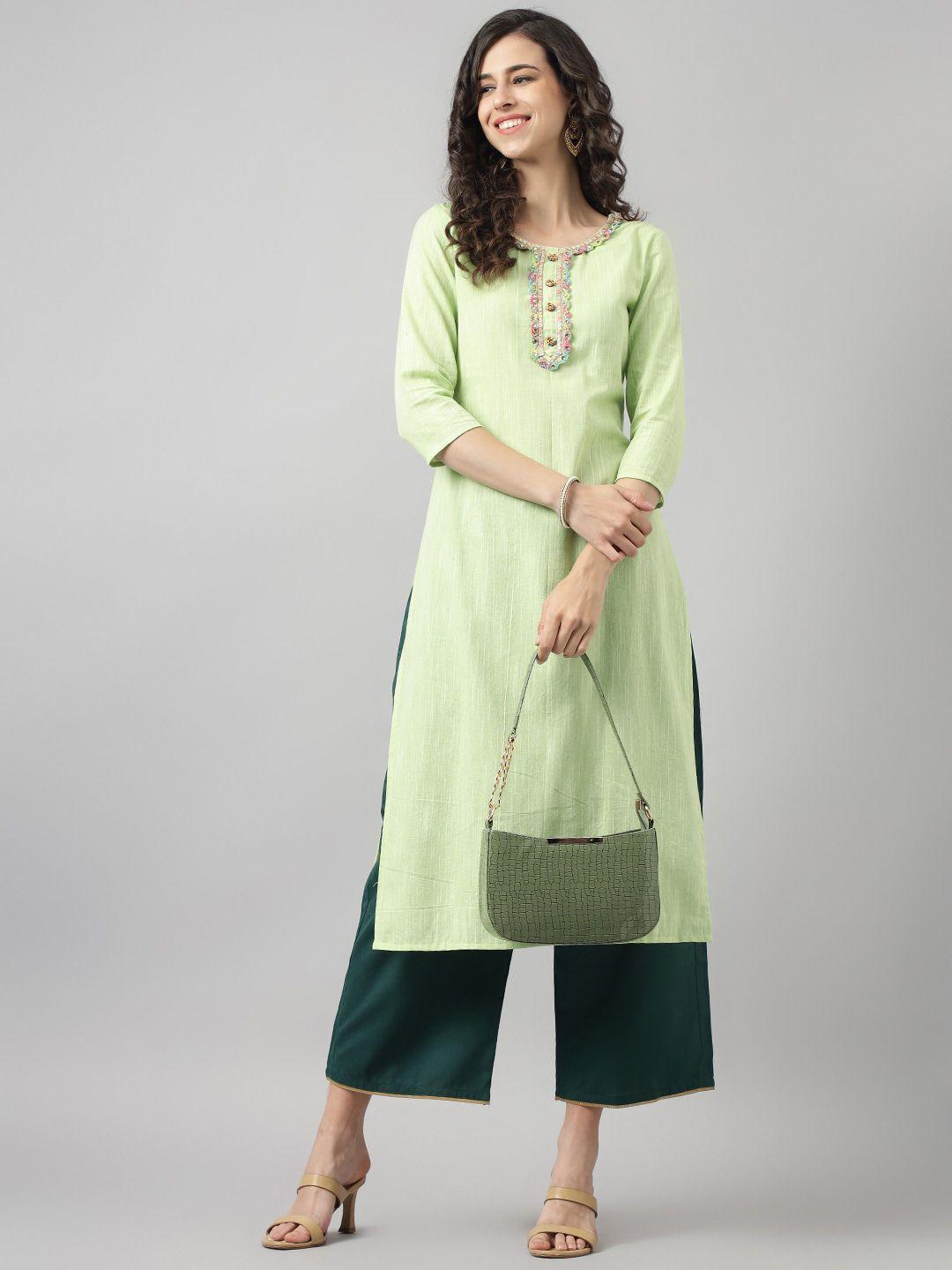 neemiya round neck regular pure cotton straight kurta