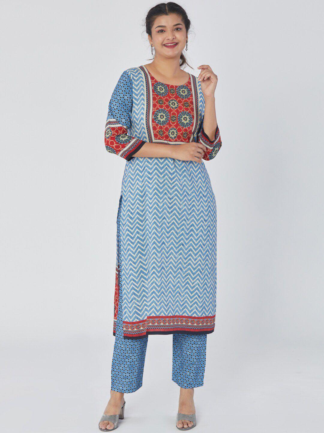 taruni chevron printed sequinned kurta with trousers