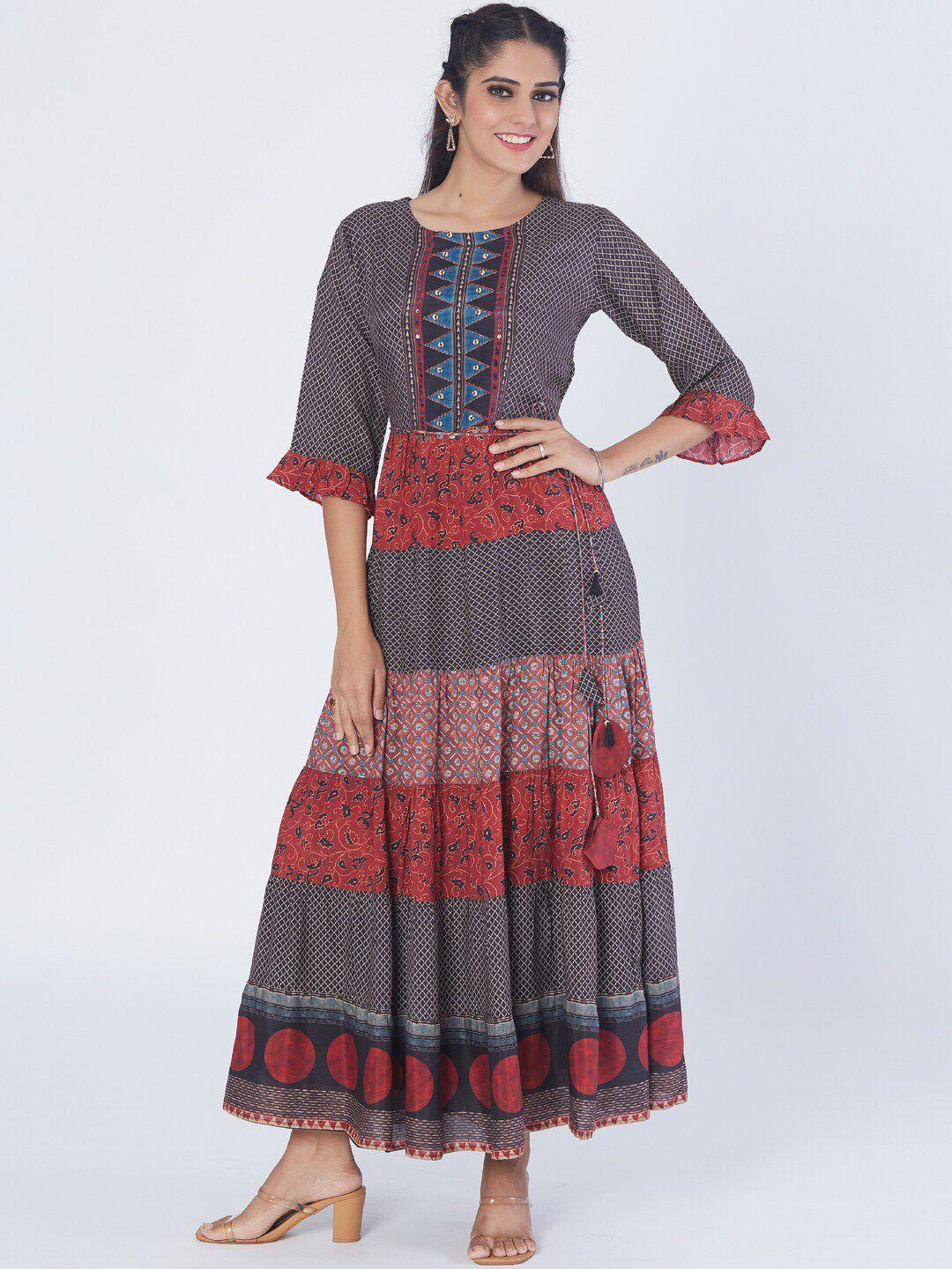 taruni geometric print maxi ethnic dress