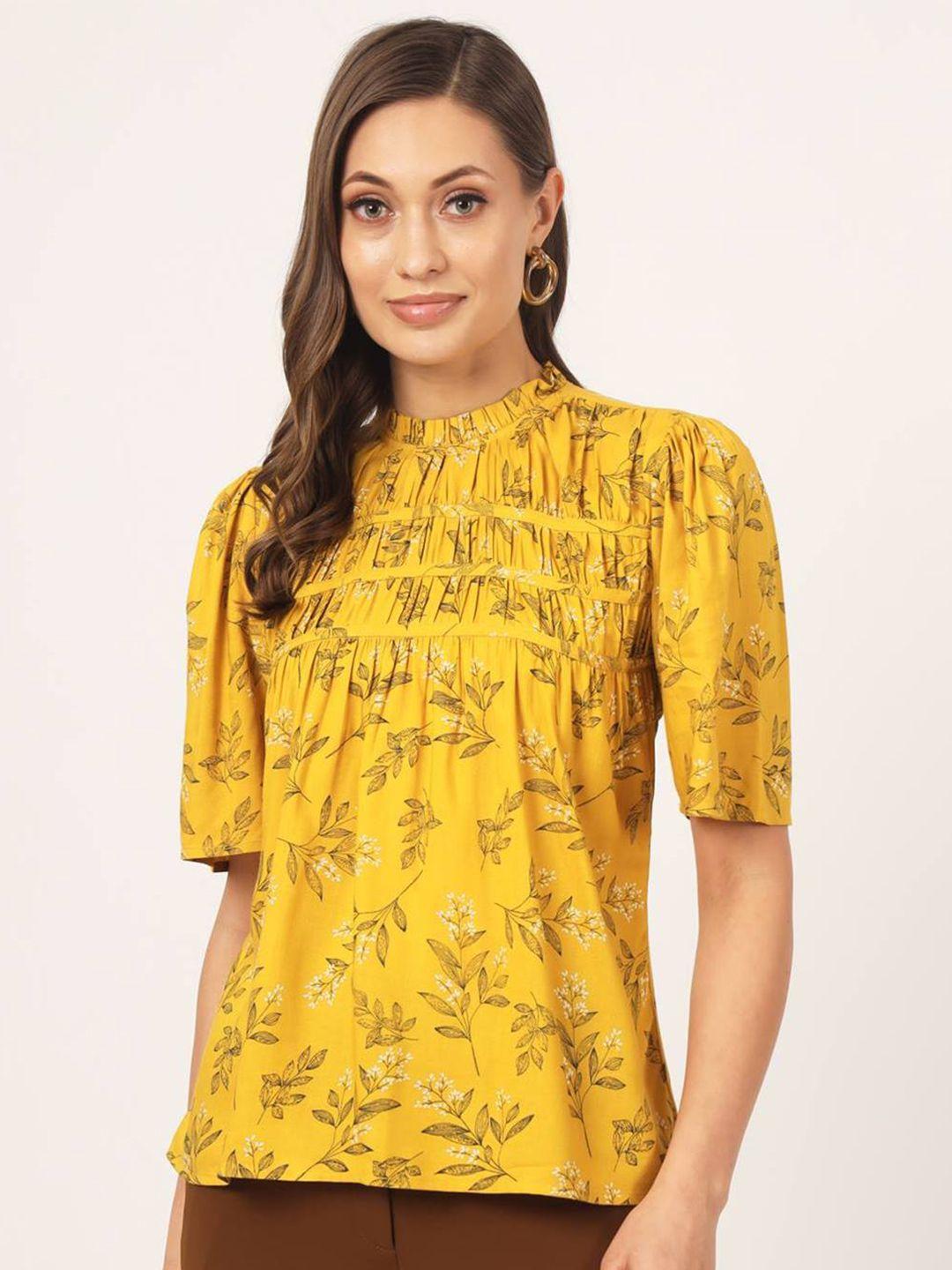 beatnik floral printed high neck puff sleeves regular top