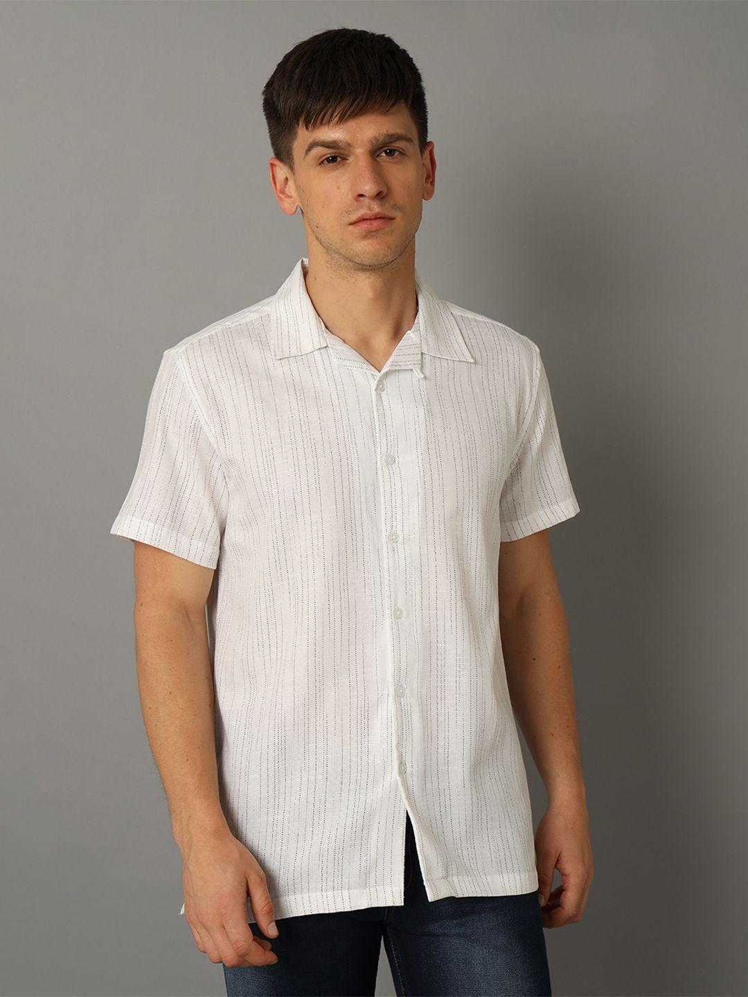 yovish striped short sleeves smart fit cotton casual shirt