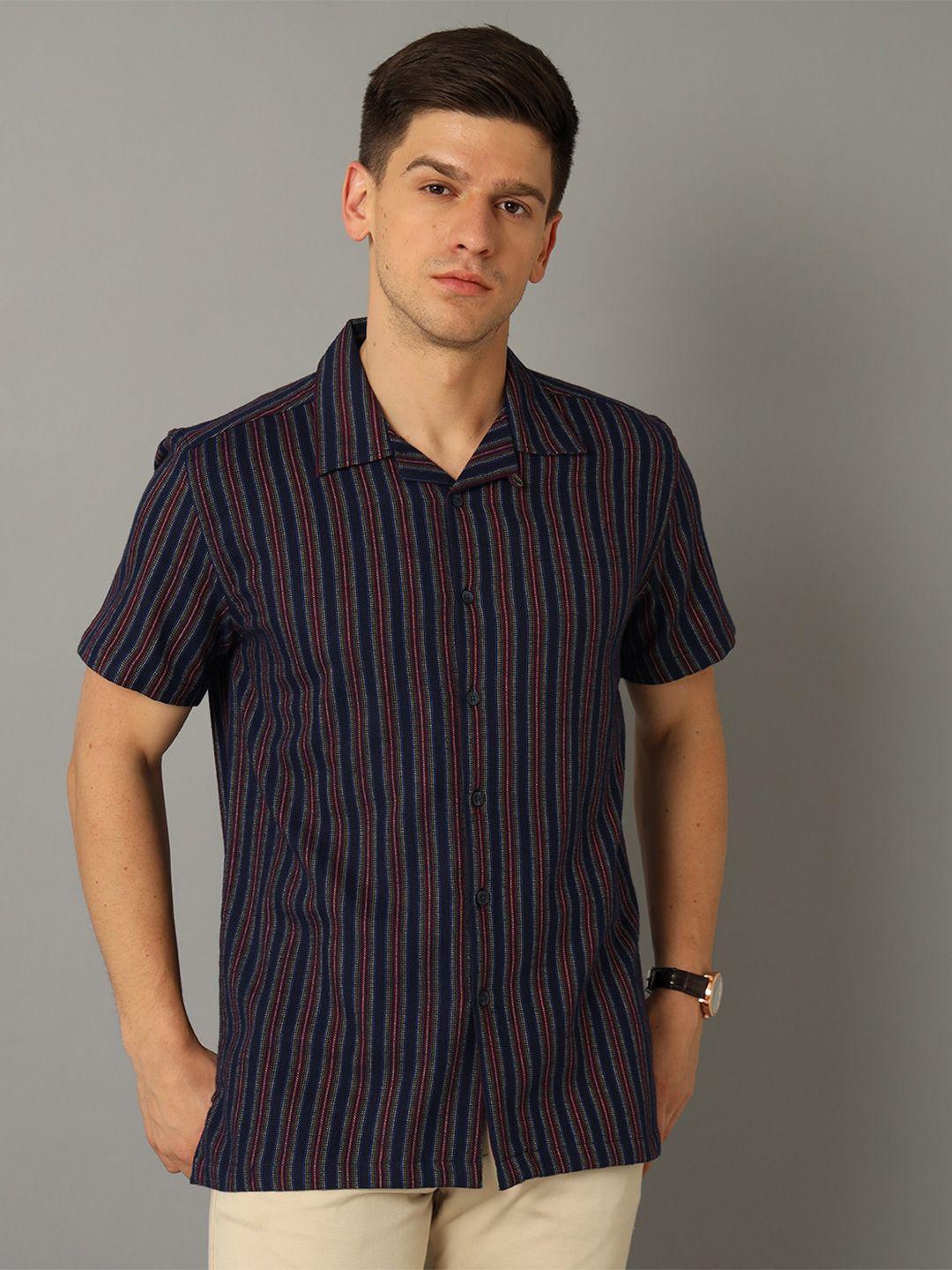 yovish striped short sleeves smart fit cotton casual shirt