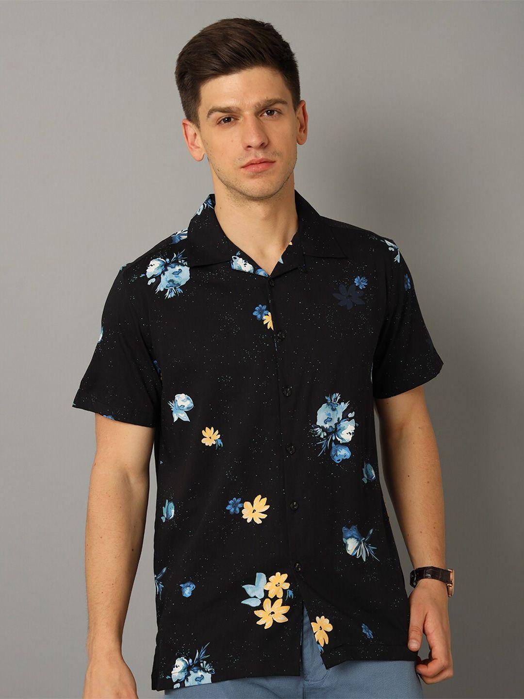 yovish floral printed short sleeves smart fit cotton casual shirt