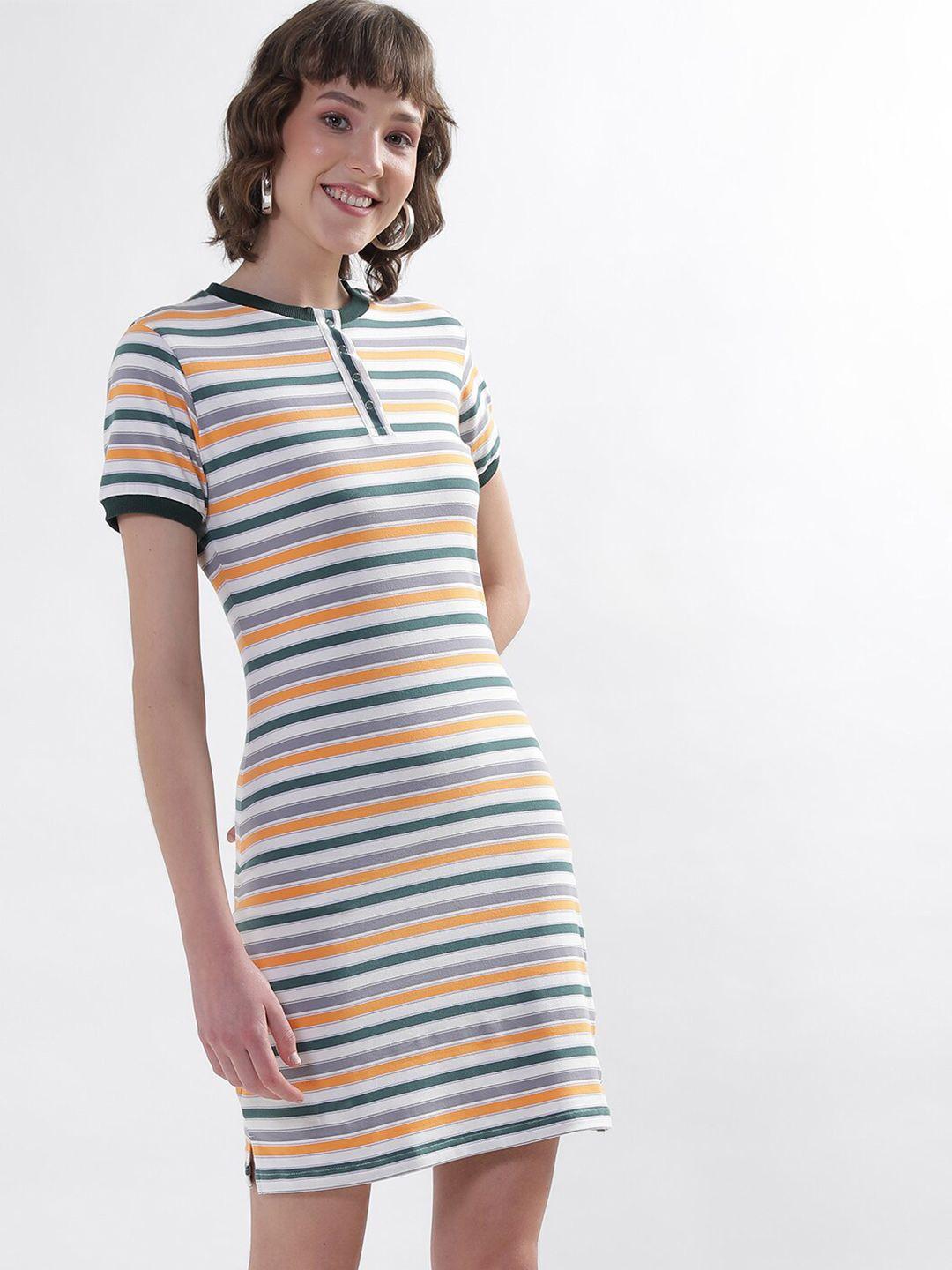 elle striped tie-up neck t-shirt dress