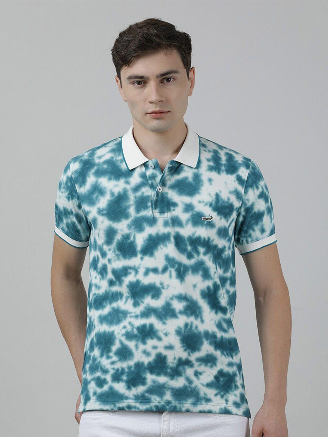 crocodile abstract printed polo collar slim fit cotton t-shirt