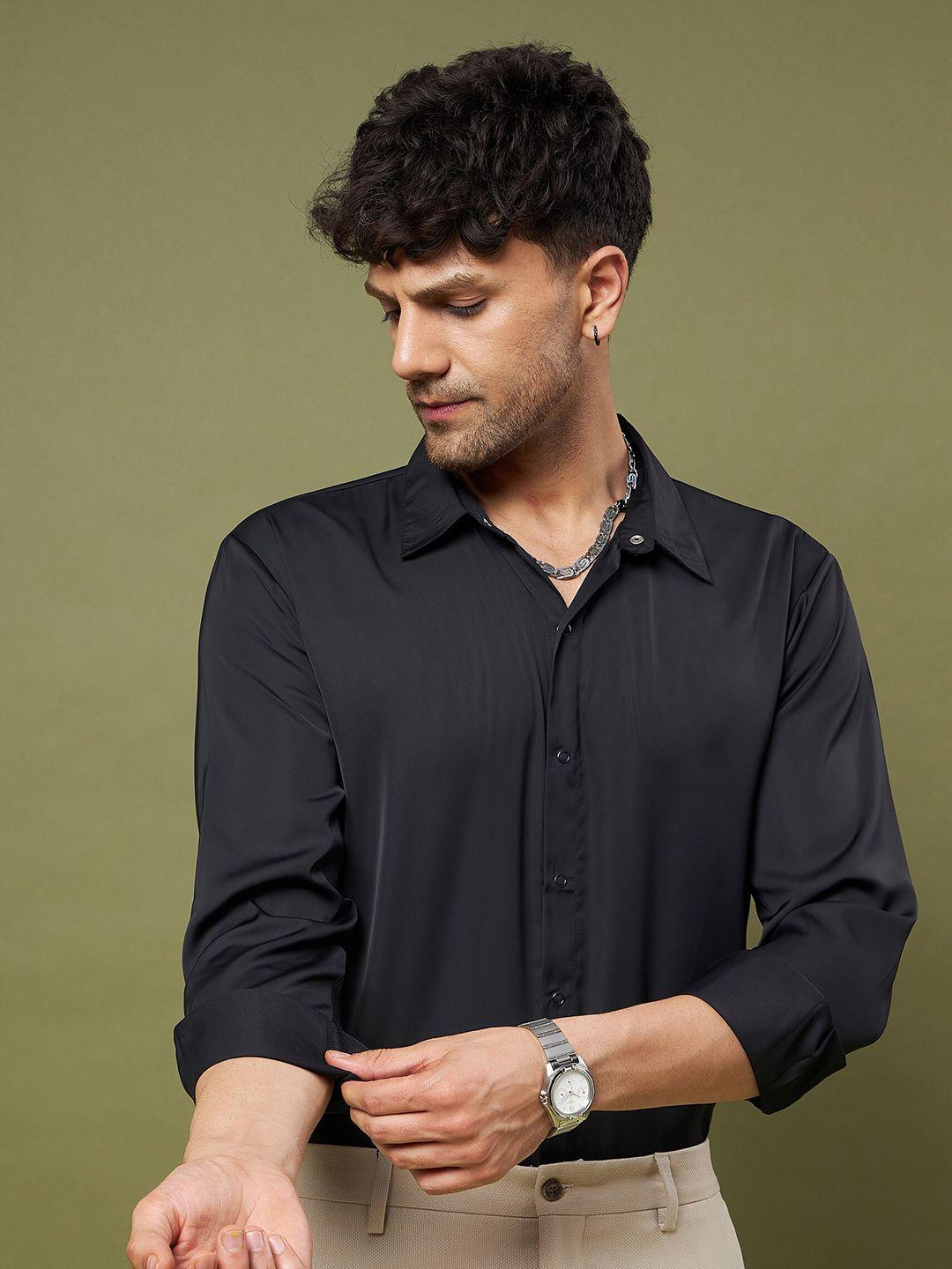 mascln sassafras solid relaxed fit satin shirt