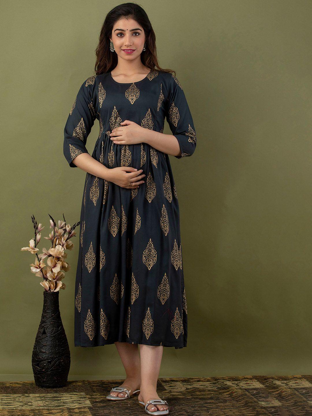 mialo fashion ethnic motifs printed cotton maternity ethnic dress