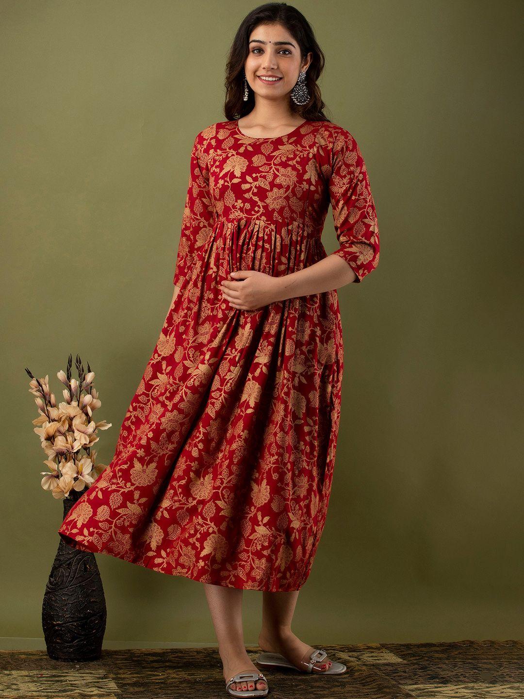 mialo fashion floral printed cotton maternity ethnic dress