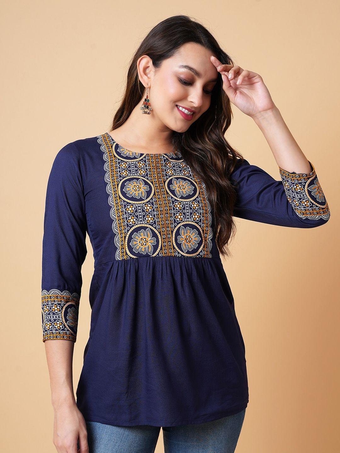 daevish ethnic motifs printed bohemian empire top