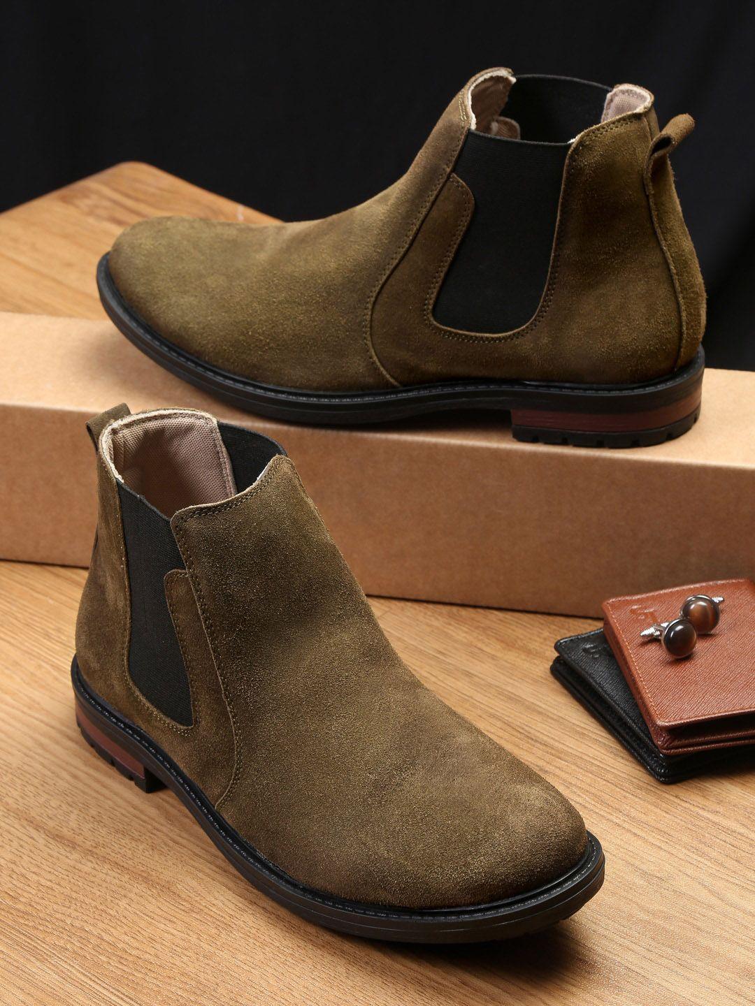 louis stitch men mid-top suede chelsea boots