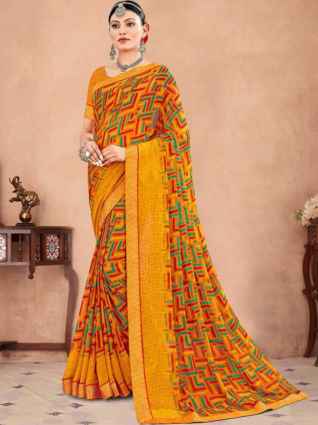 mitera geomtric printed pure chiffon saree