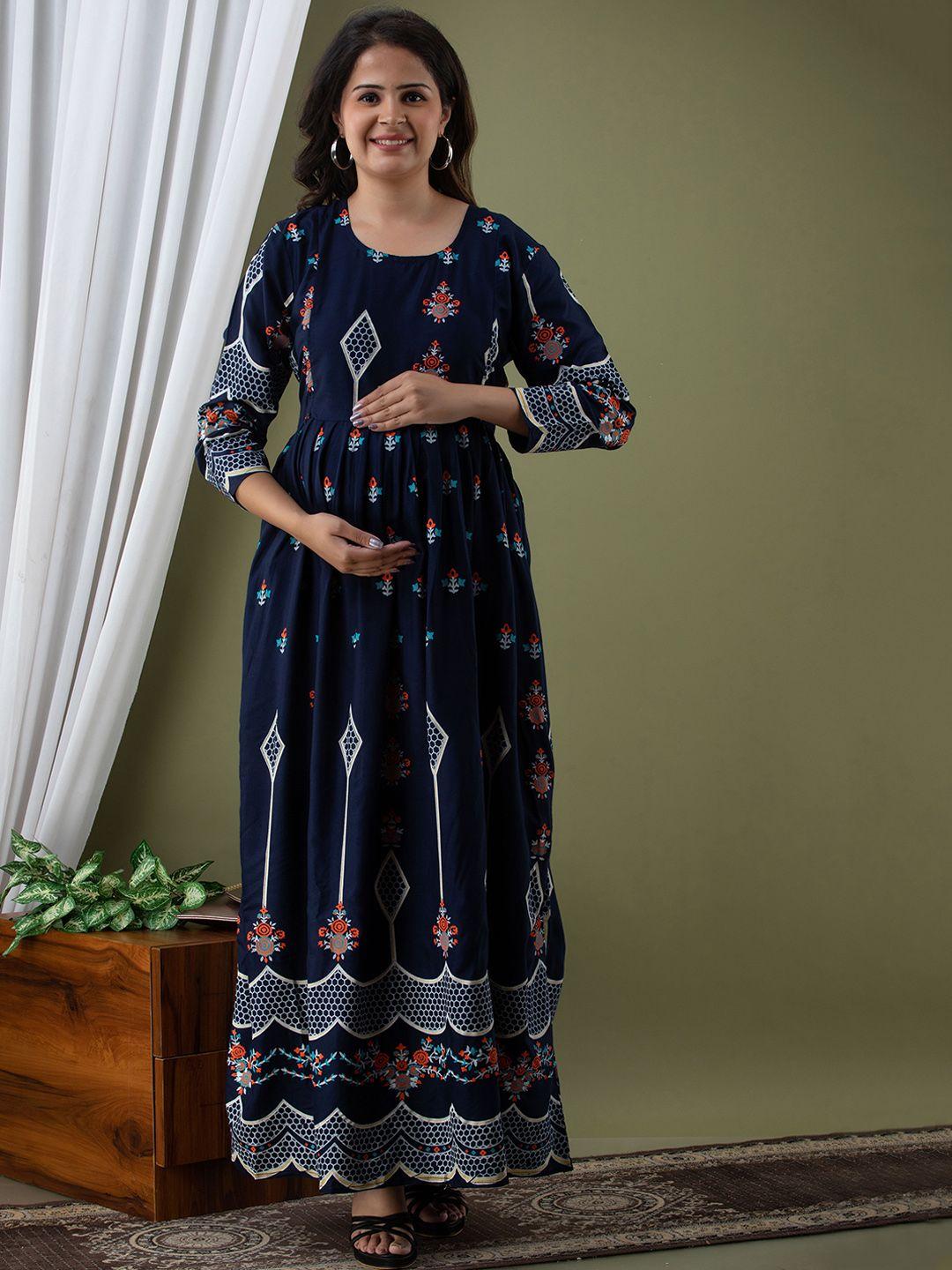 mialo fashion ethnic motifs printed cotton feeding maternity ethnic dress