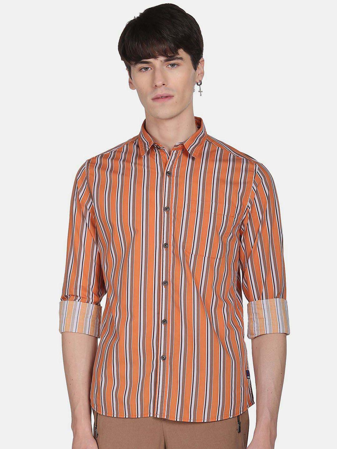 flying machine striped opaque pure cotton casual shirt