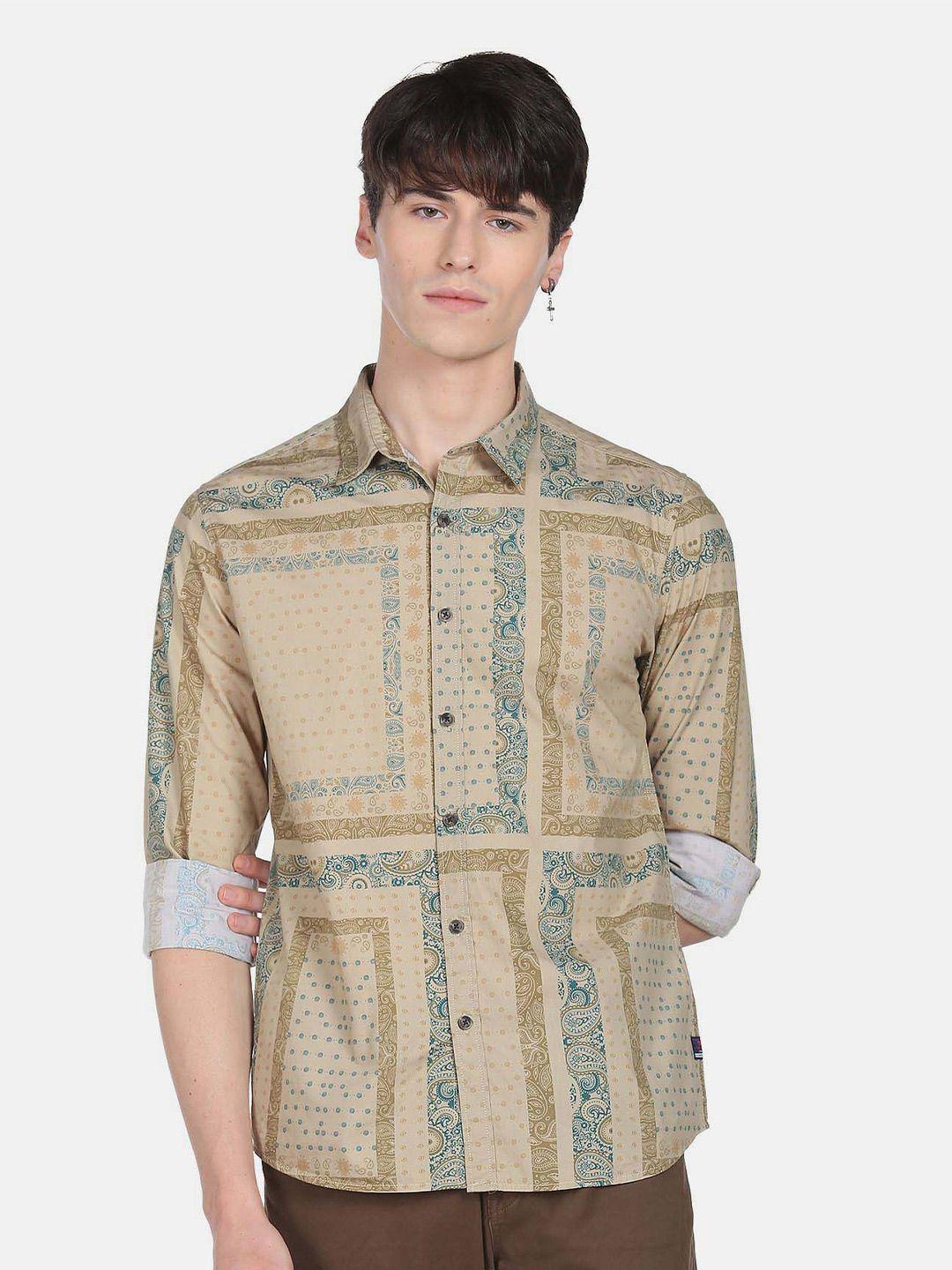 flying machine paisley printed opaque casual pure cotton shirt