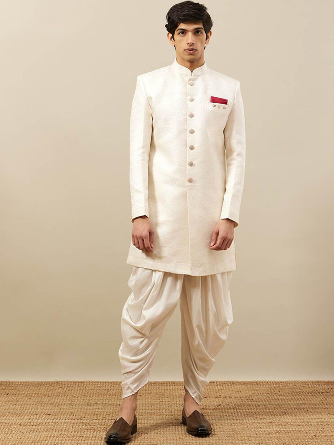 manyavar self design brocade sherwani set