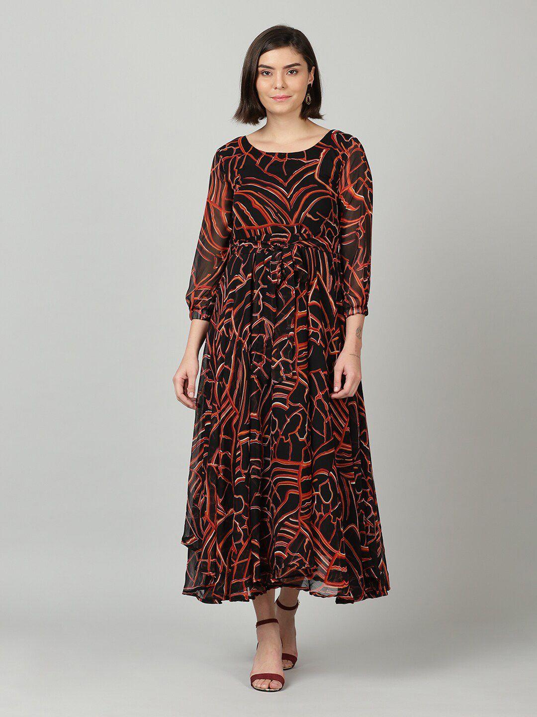 souchii abstract printed chiffon maxi dress