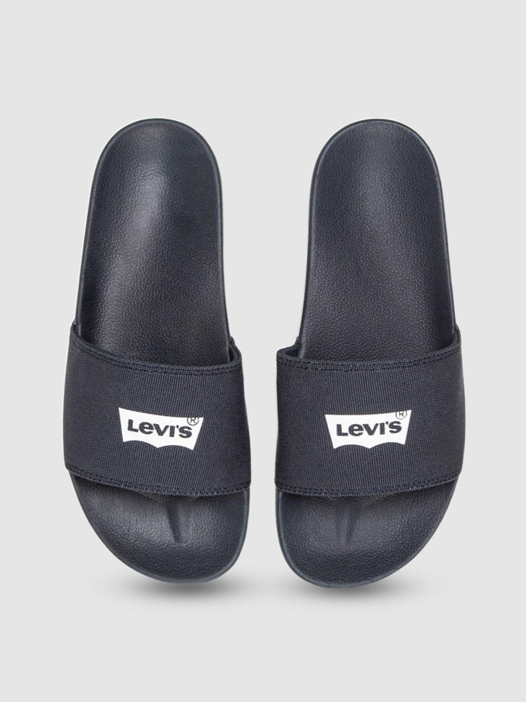 levis men navy printed sliders