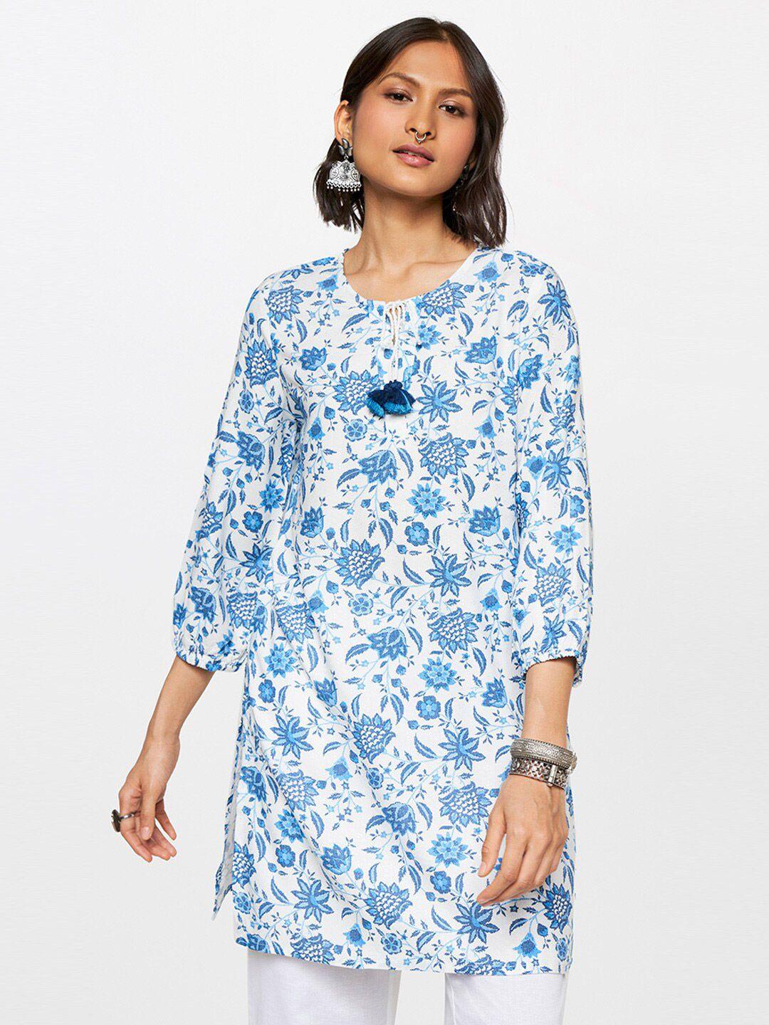 global desi floral printed viscose tunic